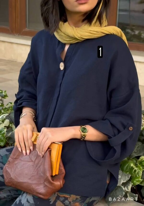 شومیز کنفی دکمه چوبی - Image 6