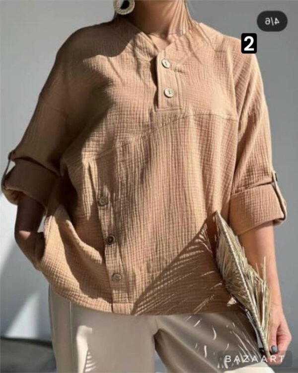 شومیز دبل فیس بغل دکمه - Image 2
