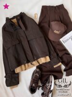 بارونی کراپ یقه پاگون - Image 2