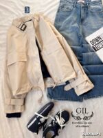 بارونی کراپ یقه پاگون - Image 4