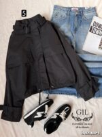 بارونی کراپ یقه پاگون - Image 6