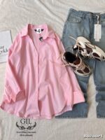 شومیز لینن یقه شکاری بغل چاک - Image 6