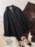 شومیز لینن یقه شکاری بغل چاک - Image 3