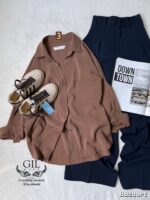 شومیز سیلک ترک یقه شکاری - Image 3