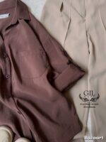 شومیز سیلک ترک یقه شکاری - Image 4