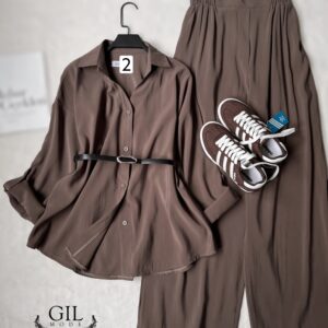 ست شومیز شلوار  یقه شکاری سیلک