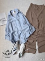 شومیز چروک شیشه ای آستین پاگن