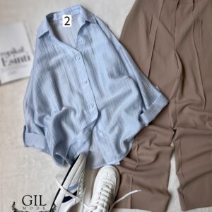 شومیز چروک شیشه ای آستین پاگن