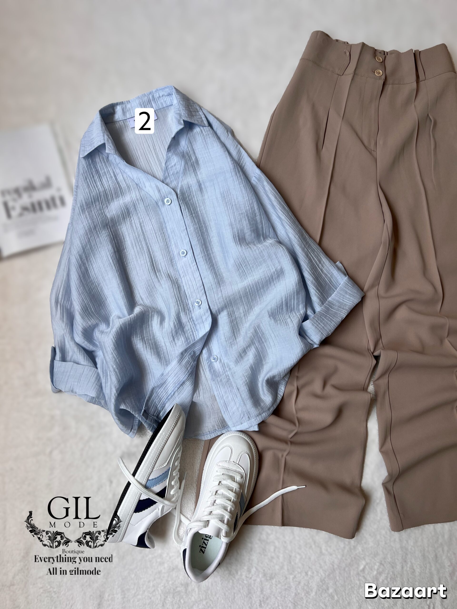 IMG_2423 شومیز چروک شیشه ای آستین پاگن - Image 1