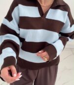 بافت یقه پولوشرتی راه راه